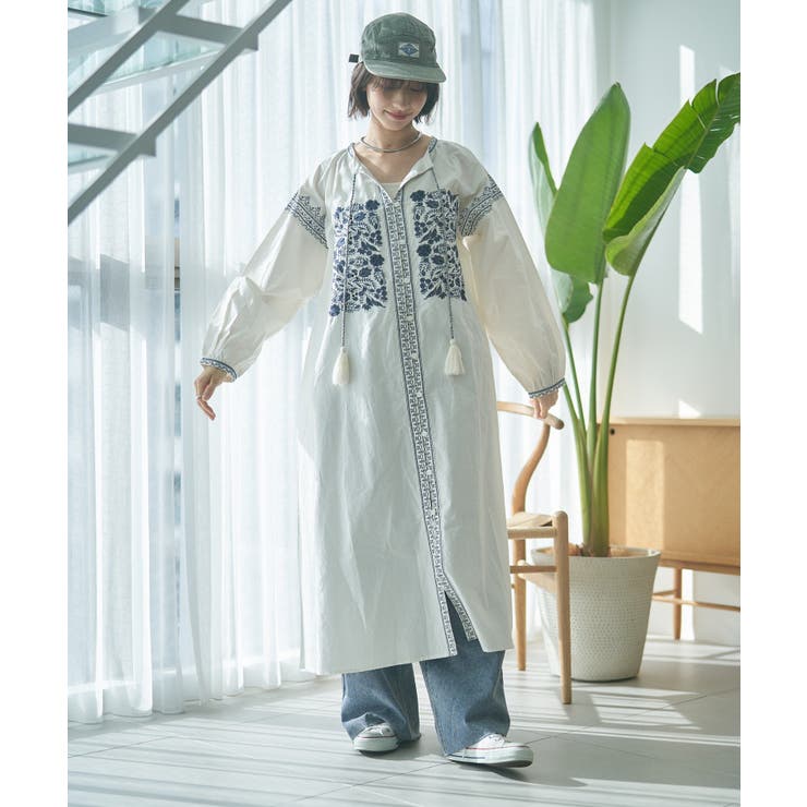 【nane】刺繍前あきワンピース | RMAF　NICE CLAUP / OLIVE des OLIVE | 詳細画像7 