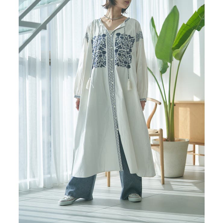 【nane】刺繍前あきワンピース | RMAF　NICE CLAUP / OLIVE des OLIVE | 詳細画像2 