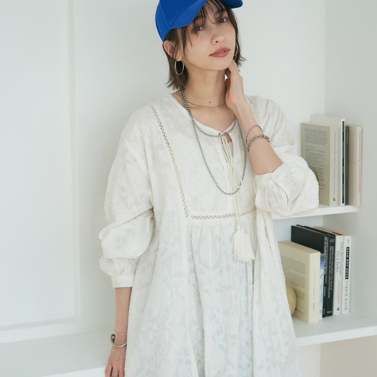 【nane】インド綿 ジャガードレースワンピース | RMAF　NICE CLAUP / OLIVE des OLIVE | 詳細画像7 