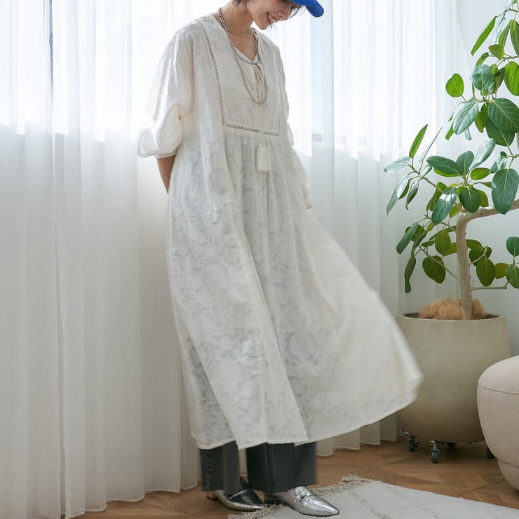 【nane】インド綿 ジャガードレースワンピース | RMAF　NICE CLAUP / OLIVE des OLIVE | 詳細画像9 