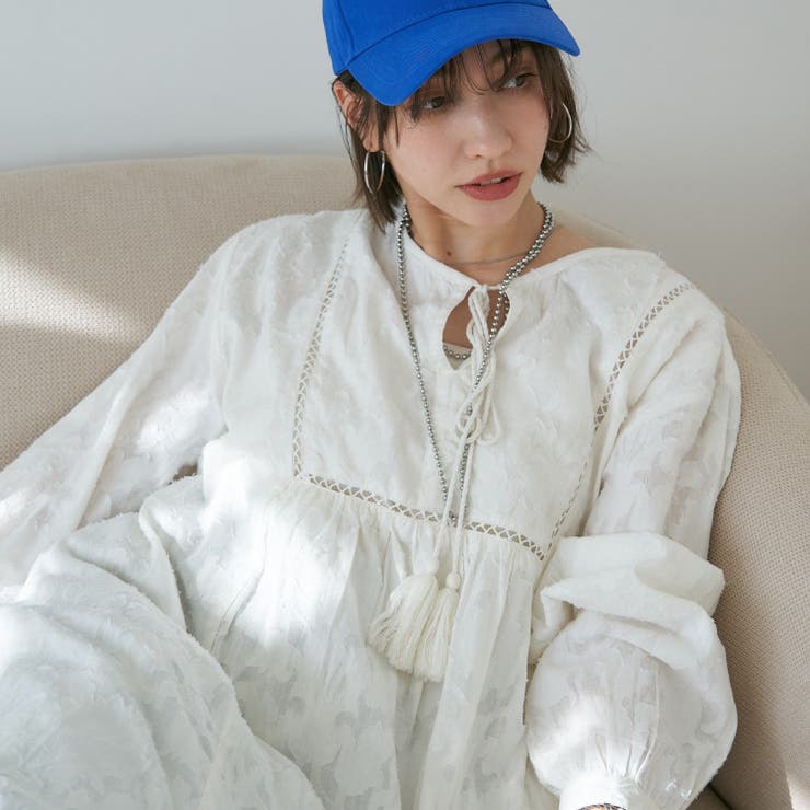 【nane】インド綿 ジャガードレースワンピース | RMAF　NICE CLAUP / OLIVE des OLIVE | 詳細画像3 