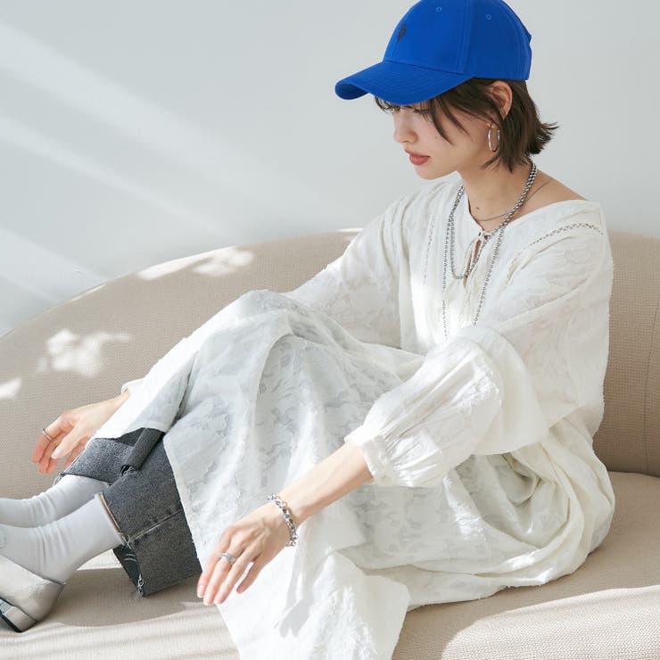 【nane】インド綿 ジャガードレースワンピース | RMAF　NICE CLAUP / OLIVE des OLIVE | 詳細画像6 