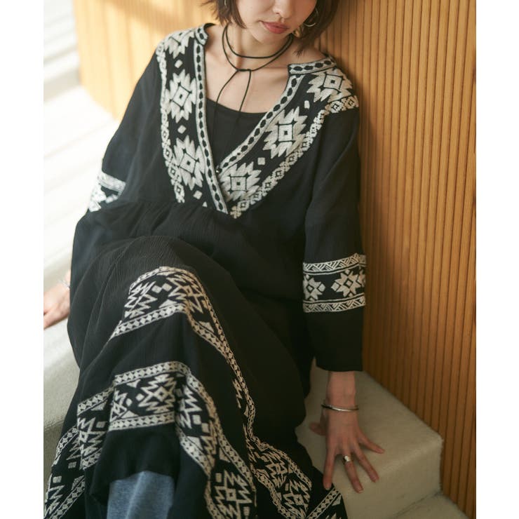 【NAO】エスニック刺繍ワンピース | RMAF　NICE CLAUP / OLIVE des OLIVE | 詳細画像3 