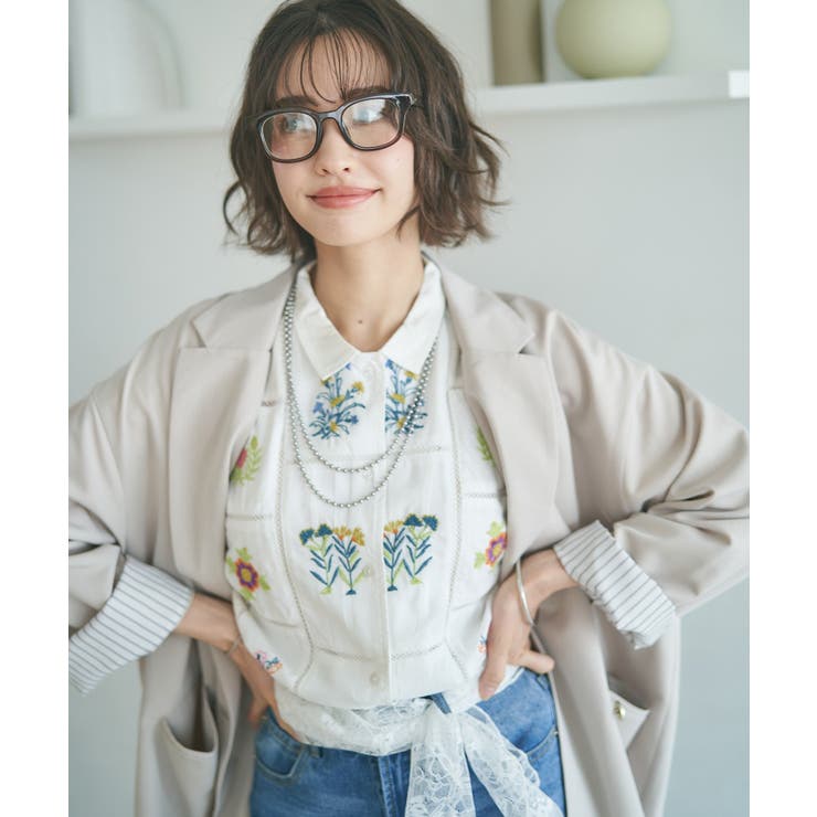 【nane】セットアップ対応 刺繍ブラウス | RMAF　NICE CLAUP / OLIVE des OLIVE | 詳細画像7 