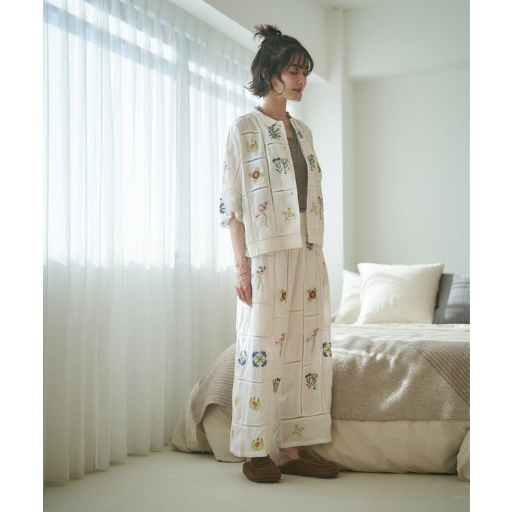 【nane】セットアップ対応 刺繍パンツ | RMAF　NICE CLAUP / OLIVE des OLIVE | 詳細画像7 