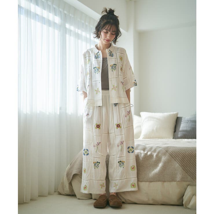 【nane】セットアップ対応 刺繍パンツ | RMAF　NICE CLAUP / OLIVE des OLIVE | 詳細画像6 