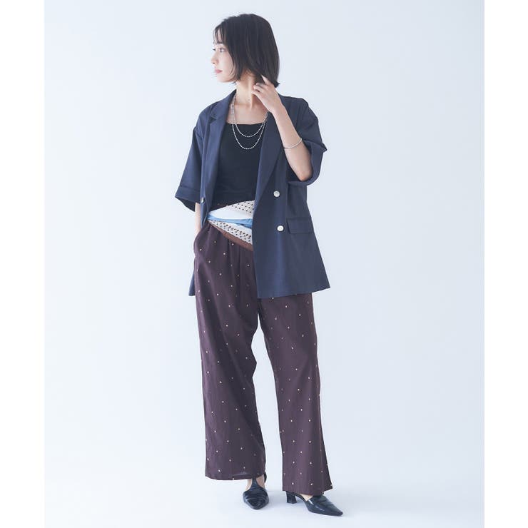 【nane】軽やかインド綿 ドット柄刺繍パンツ | RMAF　NICE CLAUP / OLIVE des OLIVE | 詳細画像9 