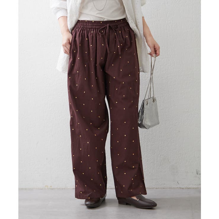 【nane】軽やかインド綿 ドット柄刺繍パンツ | RMAF　NICE CLAUP / OLIVE des OLIVE | 詳細画像13 