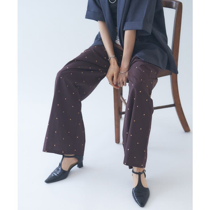 【nane】軽やかインド綿 ドット柄刺繍パンツ | RMAF　NICE CLAUP / OLIVE des OLIVE | 詳細画像3 