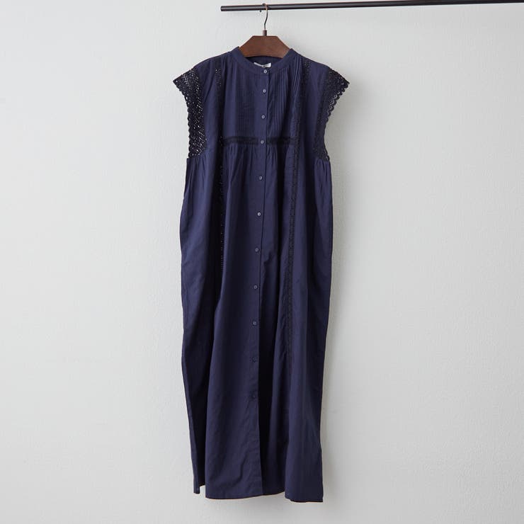 ネイビー | 【NAO】ピンタック袖レース前釦ワンピース | RMAF　NICE CLAUP / OLIVE des OLIVE