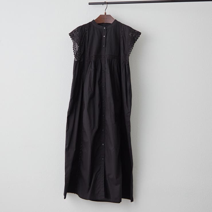 ブラック | 【NAO】ピンタック袖レース前釦ワンピース | RMAF　NICE CLAUP / OLIVE des OLIVE