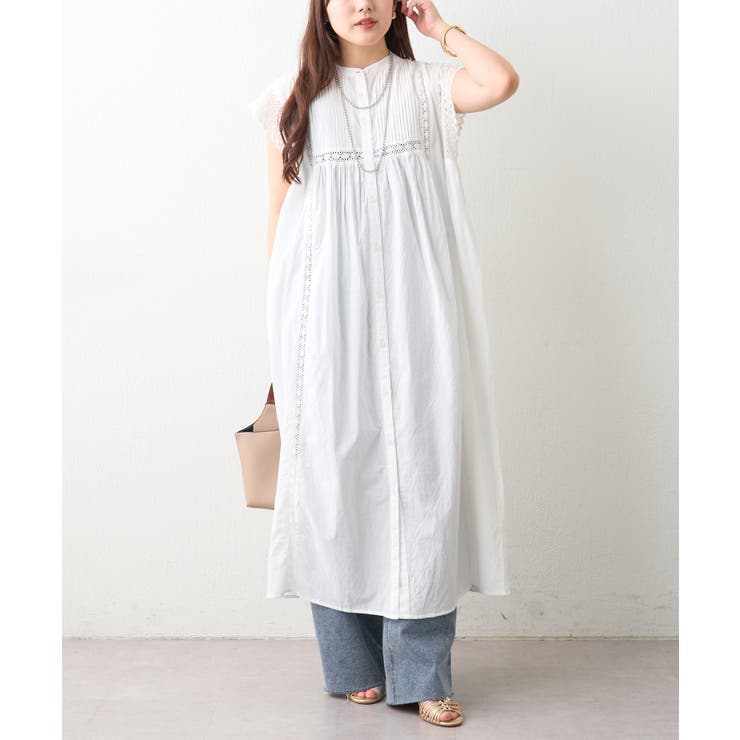 【NAO】ピンタック袖レース前釦ワンピース | RMAF　NICE CLAUP / OLIVE des OLIVE | 詳細画像1 