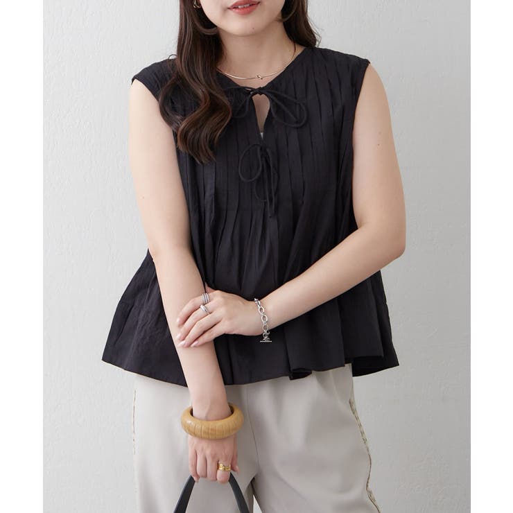 ブラック | 【NAO】プリーツ2WAYブラウス | RMAF　NICE CLAUP / OLIVE des OLIVE