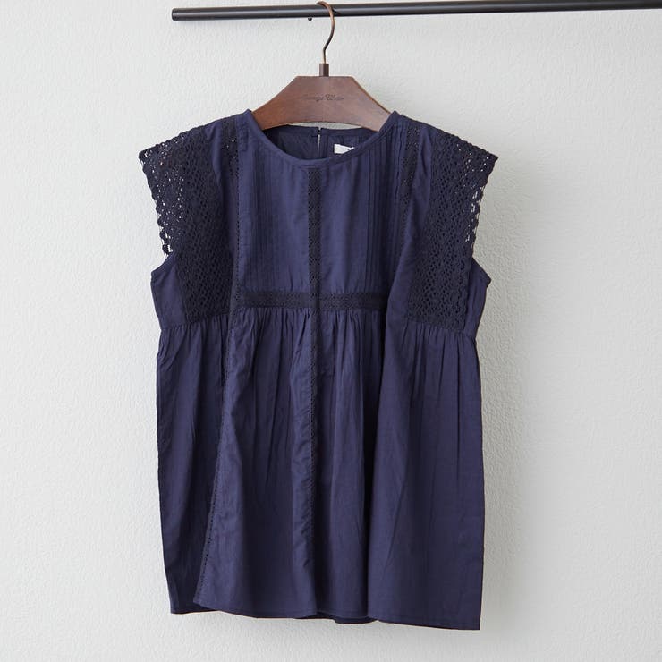 ネイビー | 【NAO】ピンタック袖レースブラウス | RMAF　NICE CLAUP / OLIVE des OLIVE