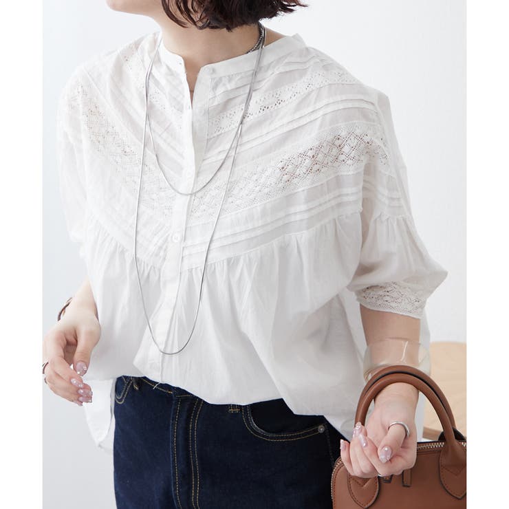 【NAO】ピンタックレース前釦ブラウス | RMAF　NICE CLAUP / OLIVE des OLIVE | 詳細画像3 