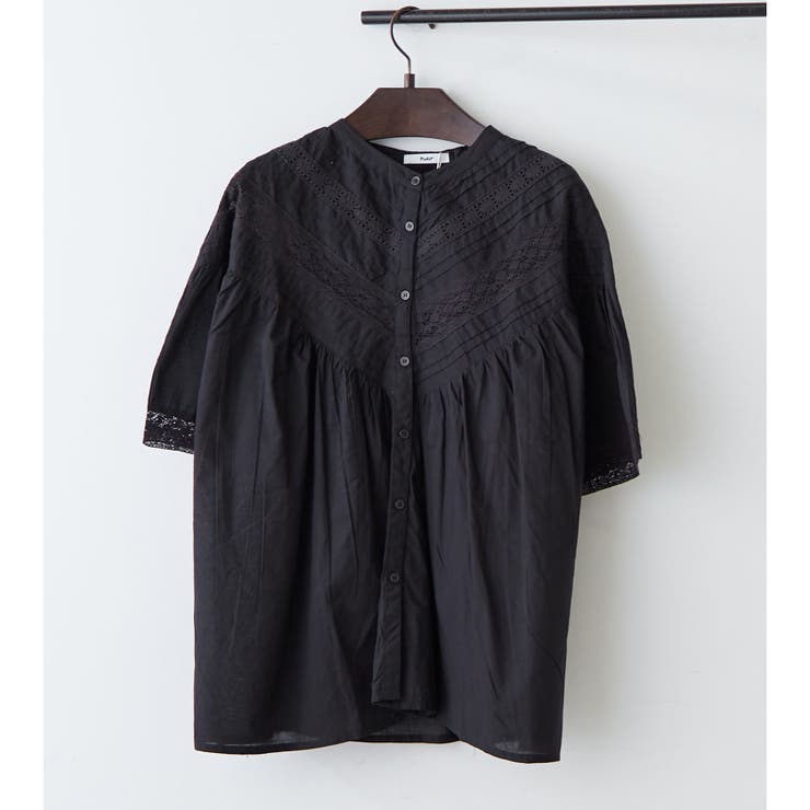 ブラック | 【NAO】ピンタックレース前釦ブラウス | RMAF　NICE CLAUP / OLIVE des OLIVE