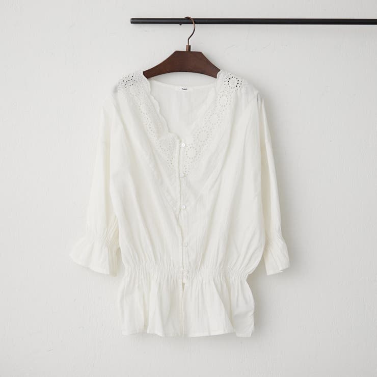 オフ | 【NAO】シャーリングスカラップレースブラウス | RMAF　NICE CLAUP / OLIVE des OLIVE