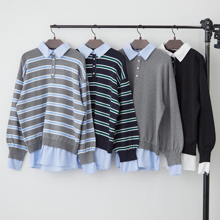 【nane】シャツドッキングニット | RMAF　NICE CLAUP / OLIVE des OLIVE | 詳細画像1 