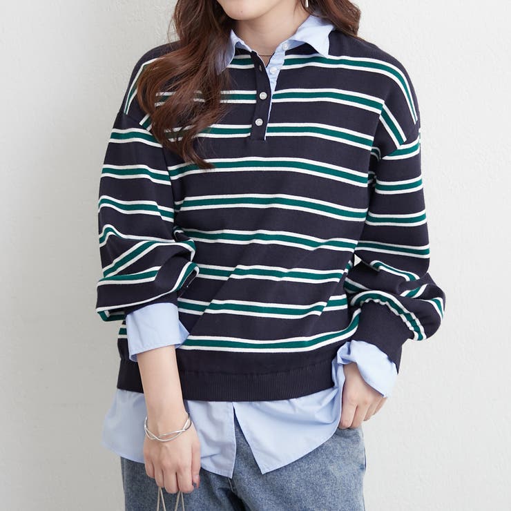 ネイビー | 【nane】シャツドッキングニット | RMAF　NICE CLAUP / OLIVE des OLIVE