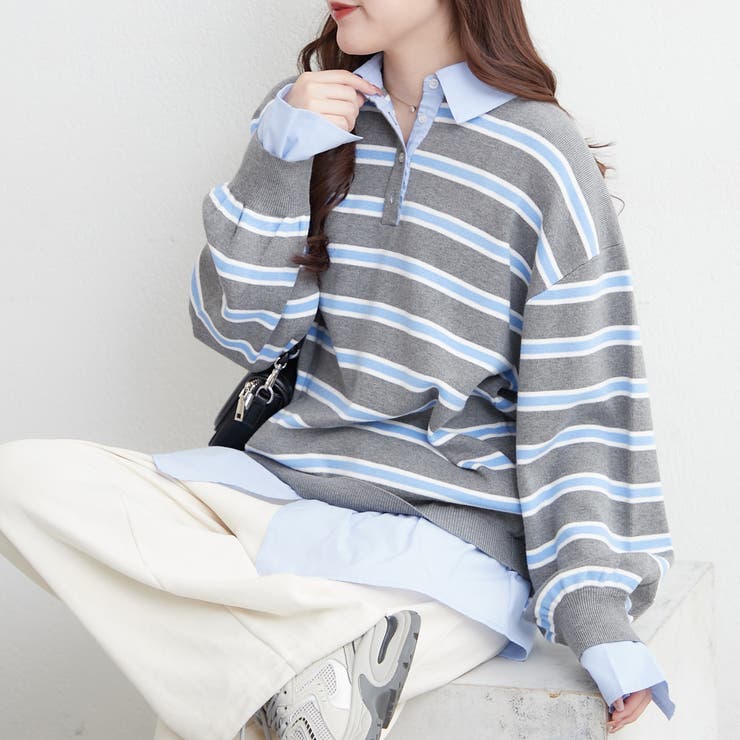 【nane】シャツドッキングニット | RMAF　NICE CLAUP / OLIVE des OLIVE | 詳細画像2 