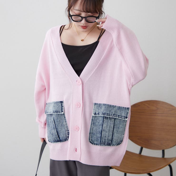 【Web限定】デニムポケットVカーディガン | RMAF　NICE CLAUP / OLIVE des OLIVE | 詳細画像3 