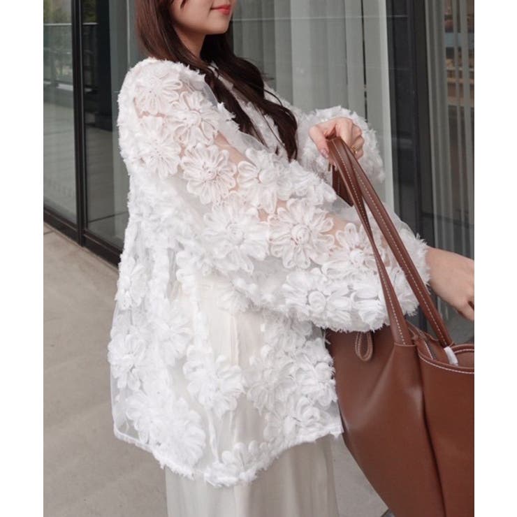 花柄チュールパフ長袖ブラウス | RMAF　NICE CLAUP / OLIVE des OLIVE | 詳細画像1 