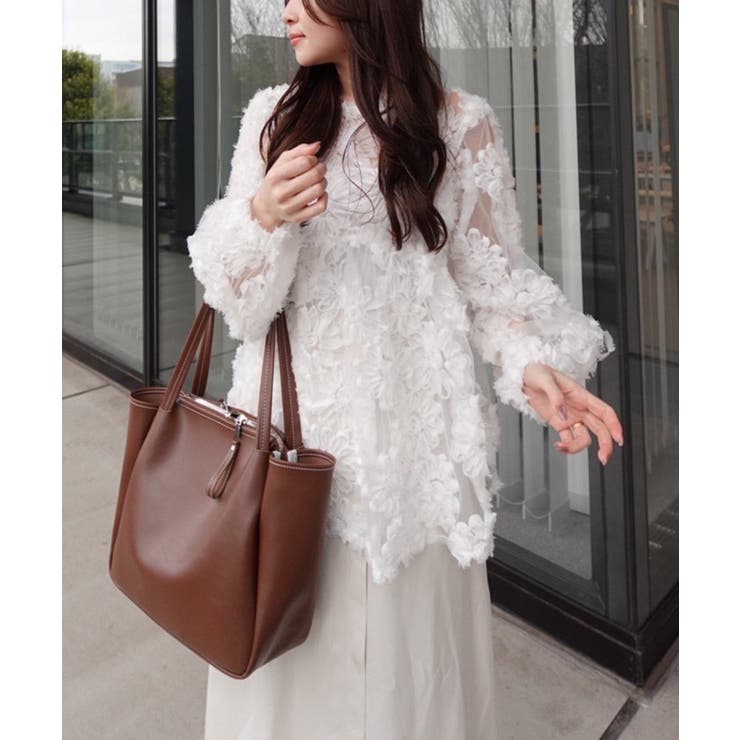 花柄チュールパフ長袖ブラウス | RMAF　NICE CLAUP / OLIVE des OLIVE | 詳細画像7 