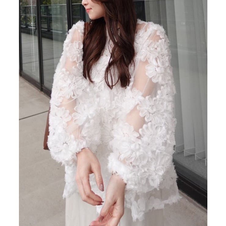 花柄チュールパフ長袖ブラウス | RMAF　NICE CLAUP / OLIVE des OLIVE | 詳細画像8 