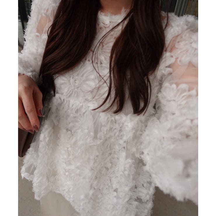 花柄チュールパフ長袖ブラウス | RMAF　NICE CLAUP / OLIVE des OLIVE | 詳細画像10 