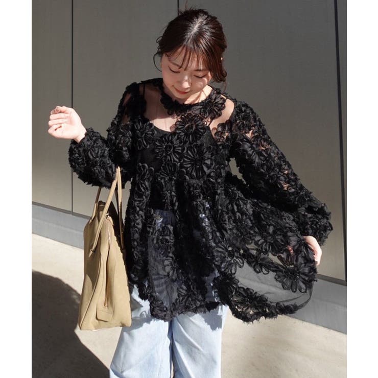 花柄チュールパフ長袖ブラウス | RMAF　NICE CLAUP / OLIVE des OLIVE | 詳細画像11 