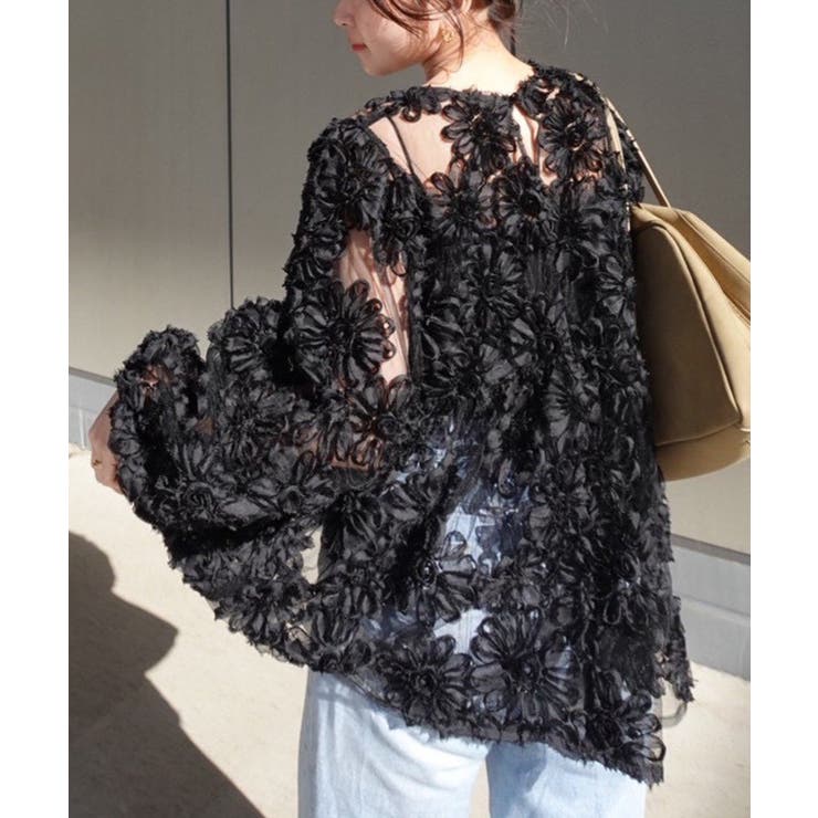 花柄チュールパフ長袖ブラウス | RMAF　NICE CLAUP / OLIVE des OLIVE | 詳細画像12 