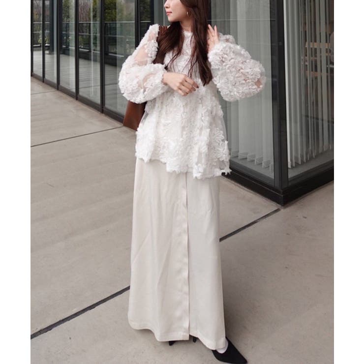 花柄チュールパフ長袖ブラウス | RMAF　NICE CLAUP / OLIVE des OLIVE | 詳細画像3 