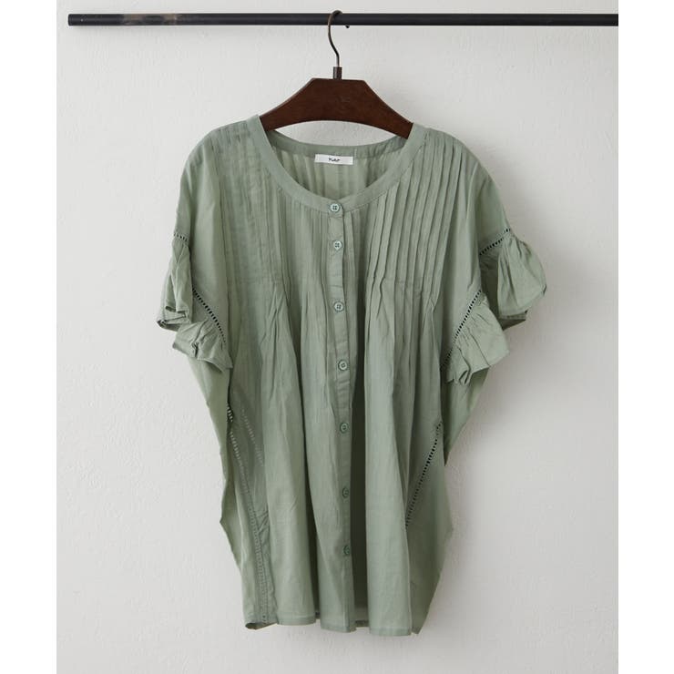 カーキ | 【NAO】袖フリルピンタックブラウス | RMAF　NICE CLAUP / OLIVE des OLIVE