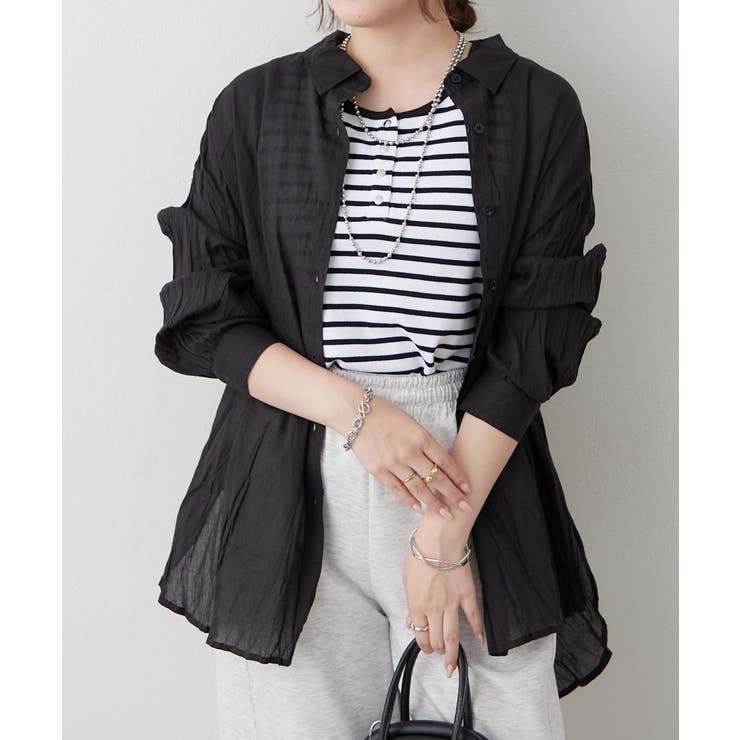 ブラック | 【NAO】クインクル加工シャツ | RMAF　NICE CLAUP / OLIVE des OLIVE