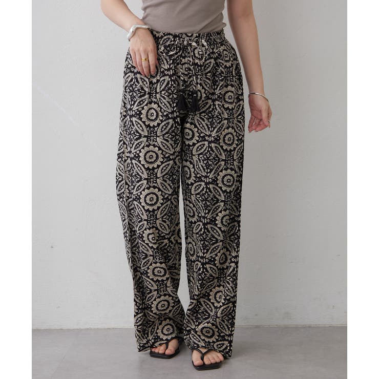 ブラック | 【NAO】アソート柄イージーパンツ | RMAF　NICE CLAUP / OLIVE des OLIVE