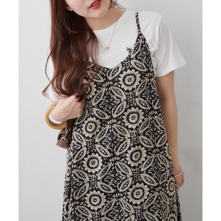 ブラック | 【NAO】アソート柄キャミワンピース | RMAF　NICE CLAUP / OLIVE des OLIVE