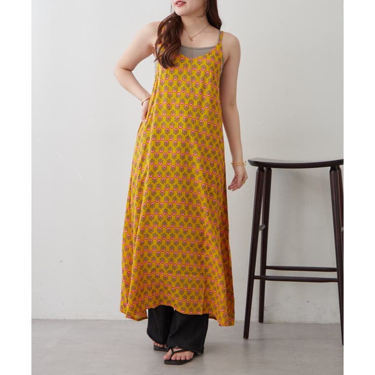 マスタード | 【NAO】アソート柄キャミワンピース | RMAF　NICE CLAUP / OLIVE des OLIVE