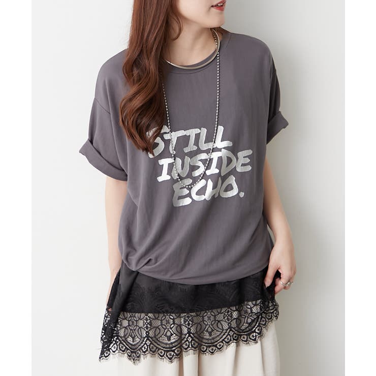 チャコール | 箔ロゴプリントTシャツ | RMAF　NICE CLAUP / OLIVE des OLIVE