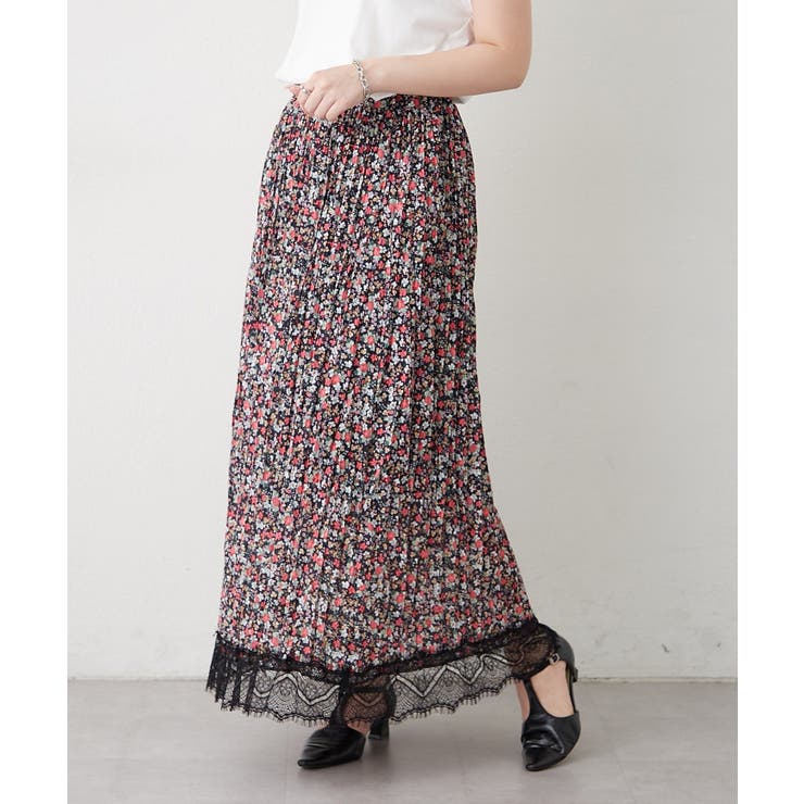 ブラック | 小花裾レースロングスカート | RMAF　NICE CLAUP / OLIVE des OLIVE