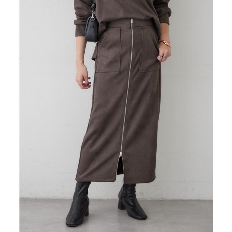 【セットアップ対応】スエポンフロントジップナロースカート | RMAF　NICE CLAUP / OLIVE des OLIVE | 詳細画像1 