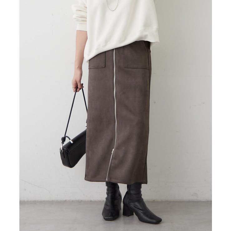 【セットアップ対応】スエポンフロントジップナロースカート | RMAF　NICE CLAUP / OLIVE des OLIVE | 詳細画像5 