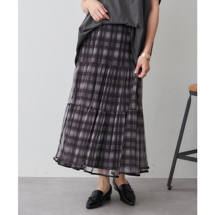 Dブラウン | アソート柄チュールキラキラスカート | RMAF　NICE CLAUP / OLIVE des OLIVE