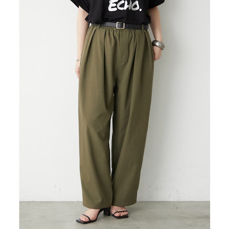 カーキ | 【M/Lサイズ展開】タックカーブイージーパンツ | RMAF　NICE CLAUP / OLIVE des OLIVE