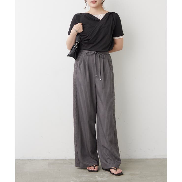 ひげレース付タックワイドパンツ[品番：OLOW0018969]｜RMAF NICE CLAUP