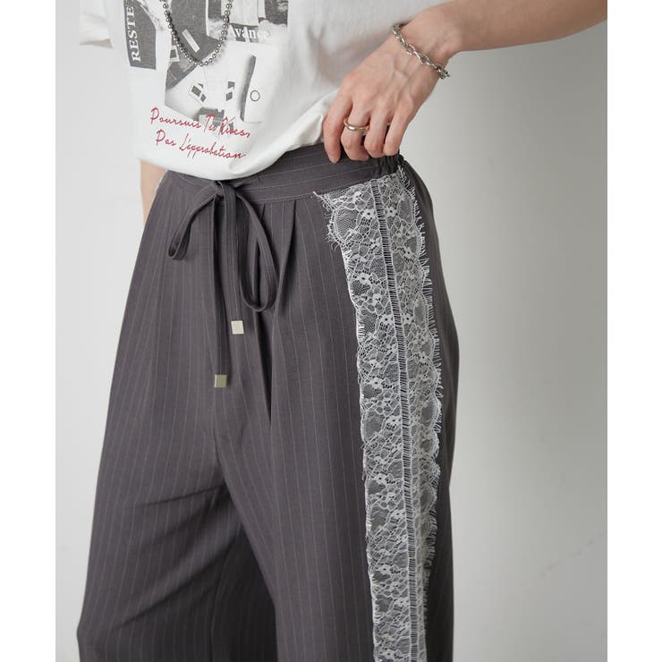 ひげレース付タックワイドパンツ | RMAF　NICE CLAUP / OLIVE des OLIVE | 詳細画像4 