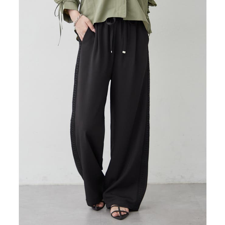 ブラック | 【セットアップ対応】サイドレースイージーパンツ | RMAF　NICE CLAUP / OLIVE des OLIVE