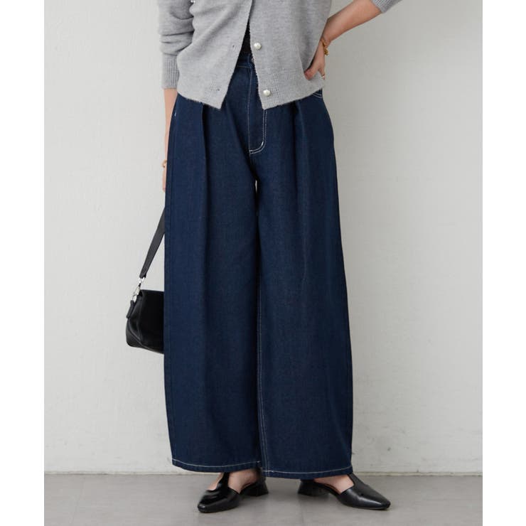 ネイビー | デニムタックカーブパンツ | RMAF　NICE CLAUP / OLIVE des OLIVE