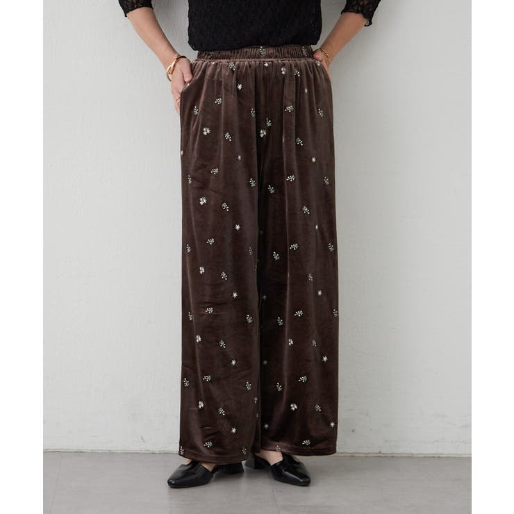 【セットアップ対応】ベロア花刺繍パンツ | RMAF　NICE CLAUP / OLIVE des OLIVE | 詳細画像9 