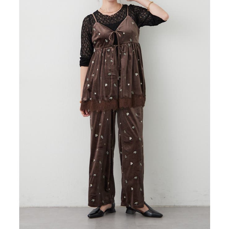 【セットアップ対応】ベロア花刺繍パンツ | RMAF　NICE CLAUP / OLIVE des OLIVE | 詳細画像14 
