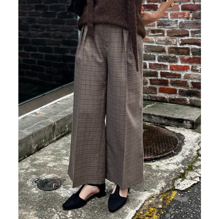 ブラウン | 【セットアップ対応】ラメチェックタックパンツ | RMAF　NICE CLAUP / OLIVE des OLIVE